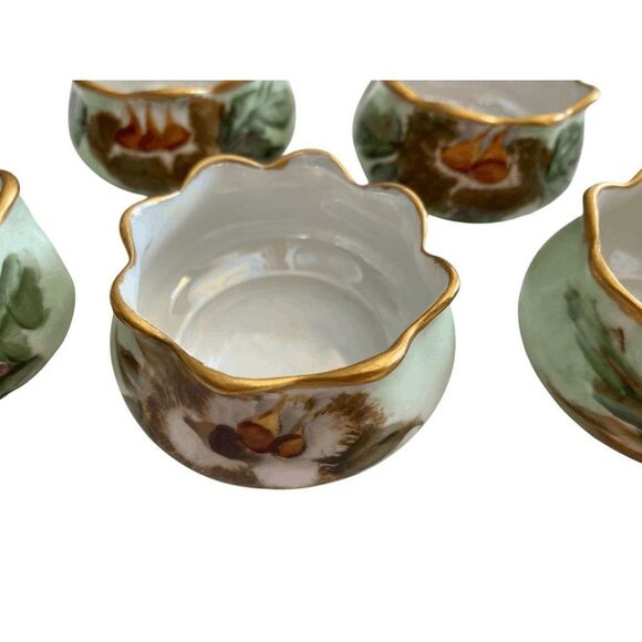 Antique MZ Austria Porcelain Hand Painted Compote Fruit Bowl Berry Bowl Set - Picture 11 of 12